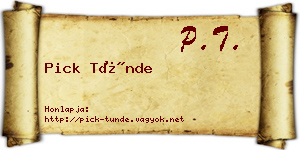 Pick Tünde névjegykártya